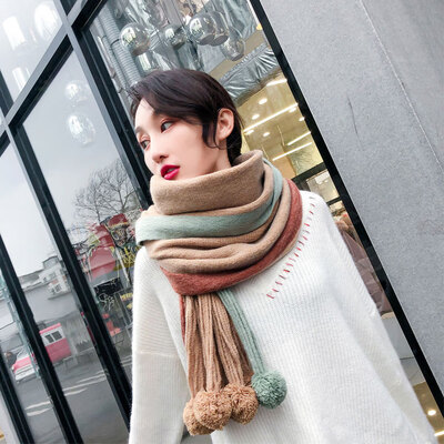 

Korean version of the wild hair ball scarf female new autumn&winter thick warm student shawl Harajuku soft sister girl collar