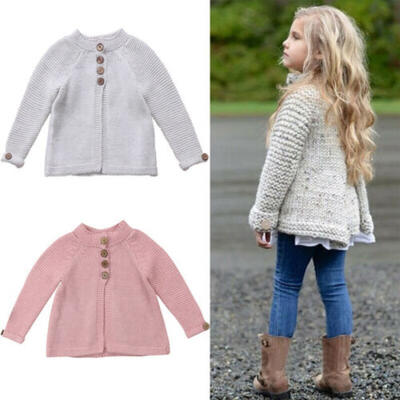 

US Kids Toddler Baby Girl Long Sleeve Warm Sweaters Knitted Cardigan Outerwear