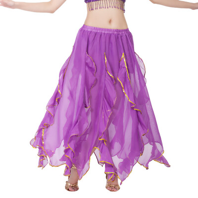 

Roseonmyhand Women Sequin Side Split Skirt Chiffon Belly Dance Performance Skirt