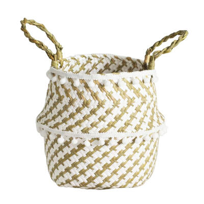 

Garden Flower Pot Straw Folding Hanging Basket Plants Storage Organizer