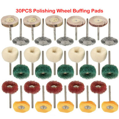 

30Pcs Polishing Mop Wheel Buffing Pad Brush For Rotary Polish Drill Bit 25mm Set