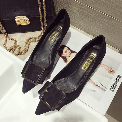 

Famous Yuanfeng Womens Shoes Autumn Shoes Korean Fashion Metal Button Baitao High-heeled Shoes Temperament Single Shoe Tide