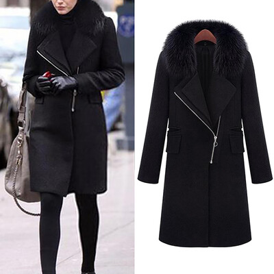 

〖Follure〗Womens Winter Lapel Wool Coat Trench Jacket Big Pocket Overcoat Outwear