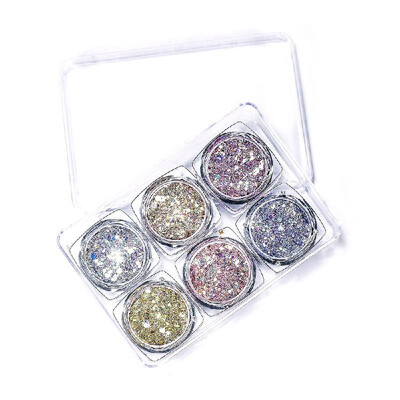 

6 ColorsSet Eyes Glitter Sequins Iridescent Flakes Shiny Gel Cosmetic Chunky Glitter for Eye Shadow Body Nail Lips Face Hair Glit
