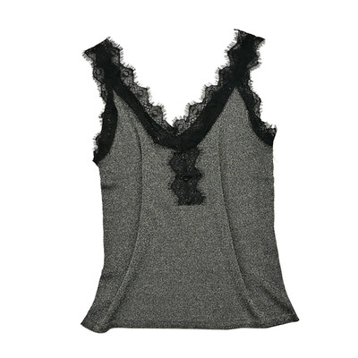 

Lace Stitching Camisole Tops Women V Neck Sleeveless Vest Knitted Tank Top