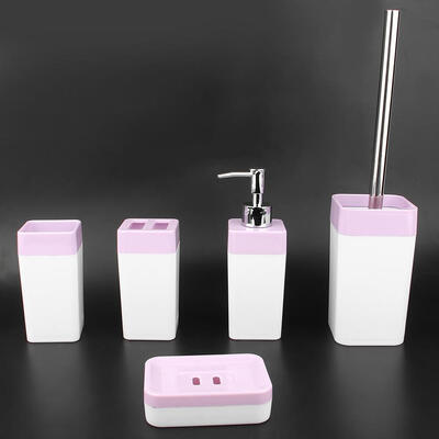 

Greensen Plastic High Base Handle Cleaning Toilet Brush Lotion Soap Box Wash Cup Five-PieceLuxury Bathroom Set Soap Dispenser