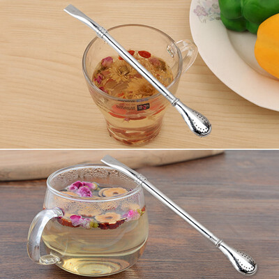 

Stainless Steel Filtering Drink Strawing Spoon For Tea Coffee Milkshakes Smoothies Stick