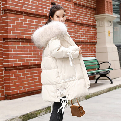

Winter 2018 new Korean urban leisure fashion elegant pure color real fur collar down jacket down coats down filled