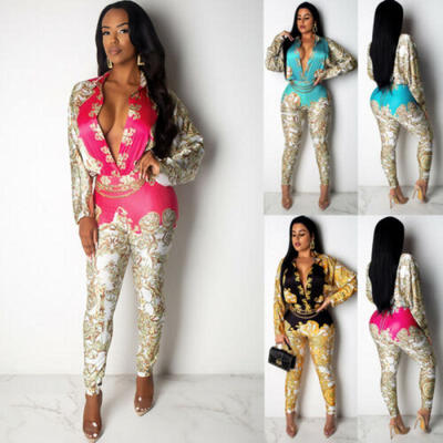 

Women Jumpsuit Romper V-Neck Playsuit Clubwear Trousers Bodycon Pants Outfit US