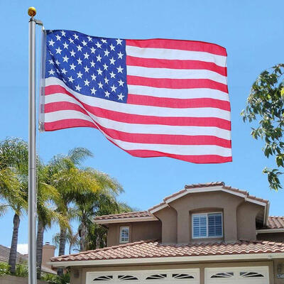 

25Ft Aluminum Sectional Flagpole Kit Outdoor Halyard Pole 2PC US American Flag