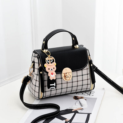 

Bag-lady Stitching Lattice Twisted Bag Korean Hand-held Small Square Bag Single Shoulder Fairy ins Super-hot Bag