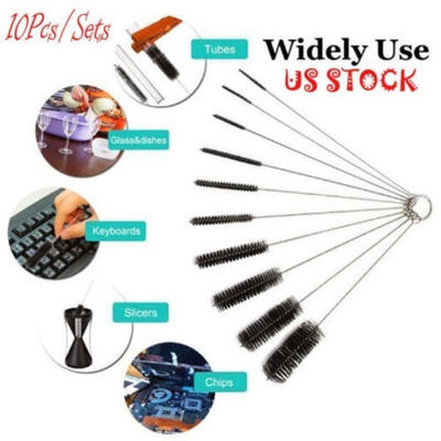

10 Nylon Cleaning Brush Test Tube Bottle Straw Washing Cleaner Bristle Kit