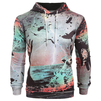 

Lightning Birds Hands Print Long Sleeve Hoodie