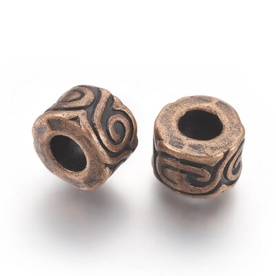 

Tibetan Style Alloy European Beads Large Hole Beads Lead Free&Nickel Free&Cadmium Free Column Red Copper 11x7mm