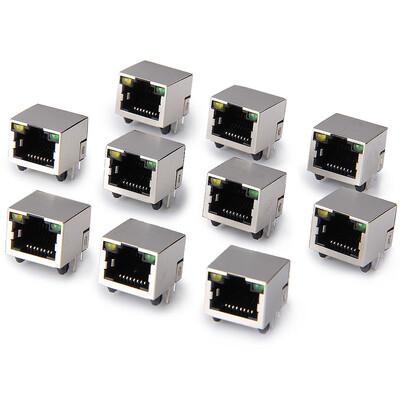 

10Pcs Multifunctional AC 125V 12A Electronic DIY RJ45 Network Jack with Indicator Light Design
