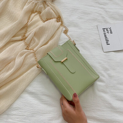

Small fresh casual wild temperament Messenger bag female 2019 new fashion simple sewing thread chain shoulder bag