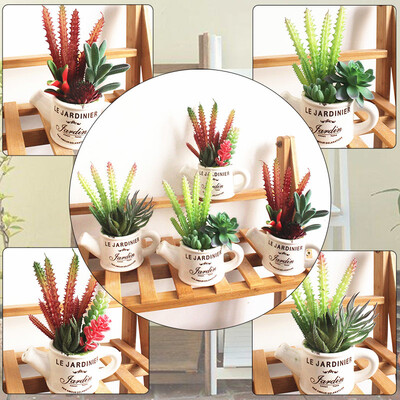 

Mini Artificial Potted Succulent Plant Fake Small Bonsai Pot Home Garden Decor