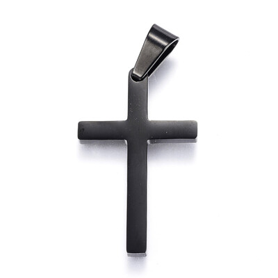 

304 Stainless Steel Pendants Cross Gunmetal 32x20x2mm Hole 8x4mm