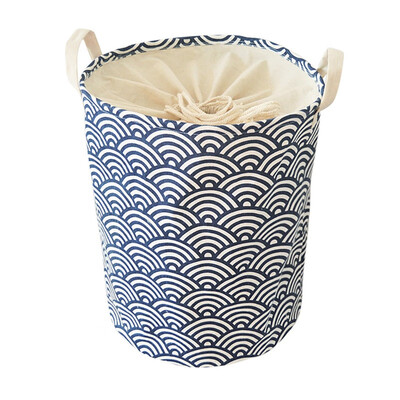 

Thickened Large Drawstring Laundry Waterproof Cotton Fabric Folding Laundry Hamper Bucket Storage Basket