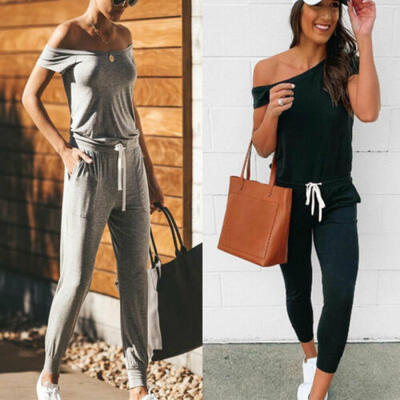 

USA Sexy Womens Off Shoulder Bodycon Skinny Jumpsuit Romper Casual Clubwear