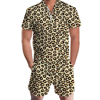 

Men Romper Street Casual Cargo Pants Jumpsuit Overall T-Shirt Shorts Set