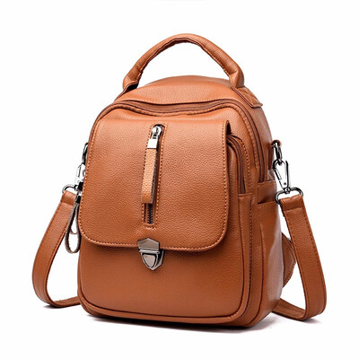 

Soft PU Leather Backpack Women Black Backpacks for Teenage Girls To School Solid Fashion Bagpack Female Zipper Travel Back Pack
