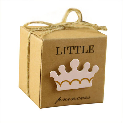 

New Hot 50pcssetborn Baby Candy Box Little PrincePrincess Crown Candy Boxes Babyshower Party Gift Boxes Festive Party Supplies