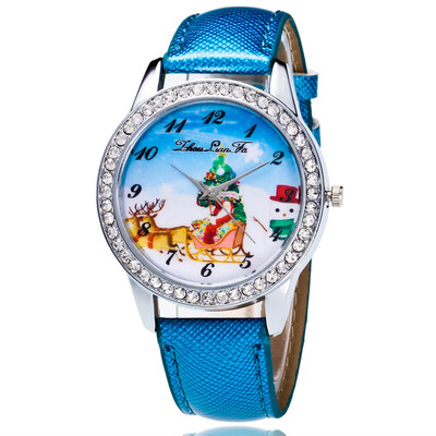 

Drop shipping Christmas Watches Unisex for Womens mens Leather Band Analog Quartz Vogue Watches Relogio Masculino Watch