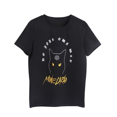 

Wild Cat Pattern Printing Cotton T-shirt Casual Loose Round Neck Shirt
