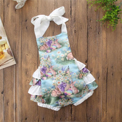 

USA Newborn Baby Girls Romper Bunny Ruffles Party Dress Backless Sunsuit Easter