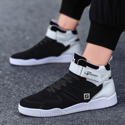

Mens shoes casual high-top canvas board shoes Korean version of autumn white teenager trendy shoes