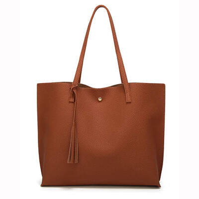 

Tailored Women Fashion Fringe Solid Large Capacity Shopping Shoulder Tote Handbag Bags