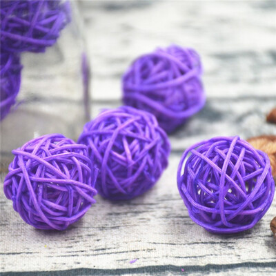 

10Pcslot 3cm Artificial Straw Ball For Birthday Party Wedding Decoration Rattan ball Christmas Decor Home Ornament Supplies
