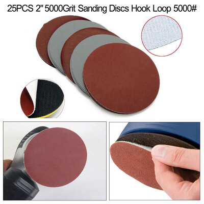 

25pcs 50mm Dia 5000Grit Sanding Discs Hook Loop Sandpapers Polishing Grinding