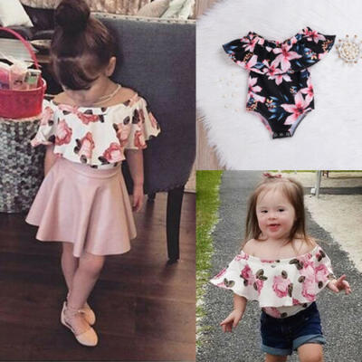 

Newborn Toddler Baby Girls Off Shoulder Romper Bodysuit Jumpsuit Outfits Clothes