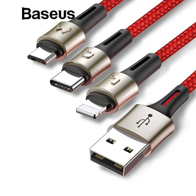 

Baseus All in One USB Cable iphone Type-c Micro-USB Port Mobile Phone Data Cable for iphone XS XR XS Max Samsung S10 S9 HuaWei
