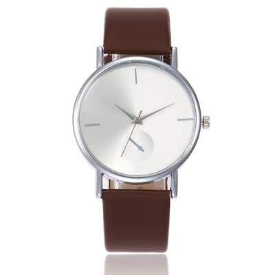 

New hot creative PU with silver shell ladies quartz watch casual mens simple watch