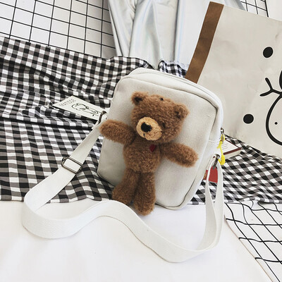 

Bags canvas bags ladies one shoulder diagonal bags cute dolls students Korean version of the ancient girl inssen Departmen
