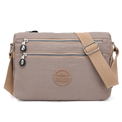 

Waterproof inclined bag lady multi-zipper cash receipt bag business bag cash receipt bag small nylon cloth lady bag