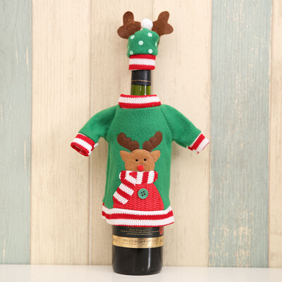 

Wine Bottle Cover Embroidery ClothesHat Decoration for Christmas New Year Party