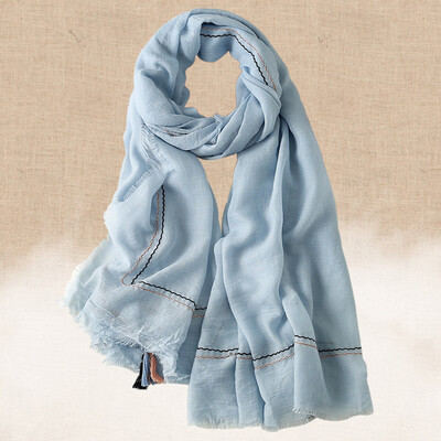 

Summer solid color sunscreen cotton scarves female long section beach super large beach towel literary fresh scarf shawl wholesale