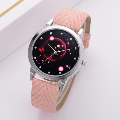 

2018 Fashion Women Watch Girls Rhinestone Star Sky Quartz Watches Ladies PU Strap Wristwatches Gift Relogio Feminino &Ff