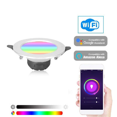

Smart 24G WiFi LED Downlight 7W Intelligent Recessed Ceiling Lamp Dimmable RGBCW Multicolored APP Remote Voice Control Timer Sw