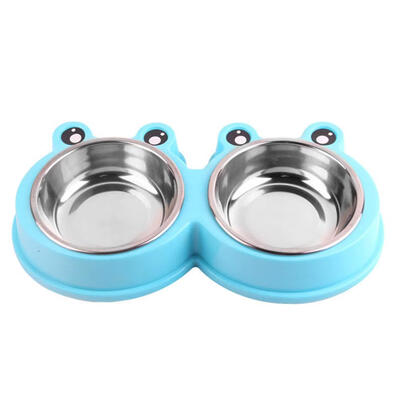 

Stainless Steel Pets Double Bowls Non-Slip Dog Puppy Cats Food Water Feeder