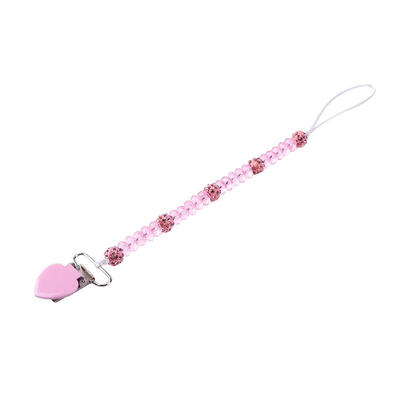 

Baby Pacifier Clips Newborn Love Crystal Nipple Soother Holder Necklace
