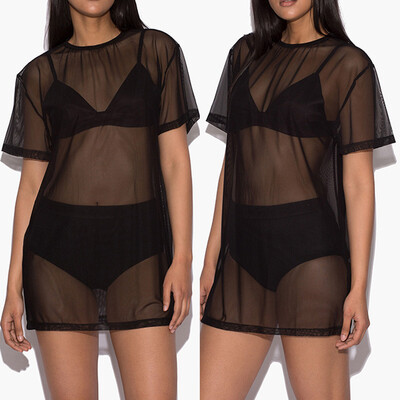 

Fasion Women Beachwear Bikini Cover Up Ladies Mesh Tops Blouse Summer Dress T-shirt
