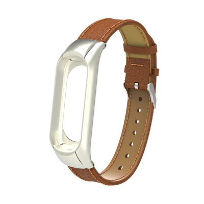 

Replacement Wrist Strap for Xiao-Mi Band 34 Universal Leather Wrist Straps Brown