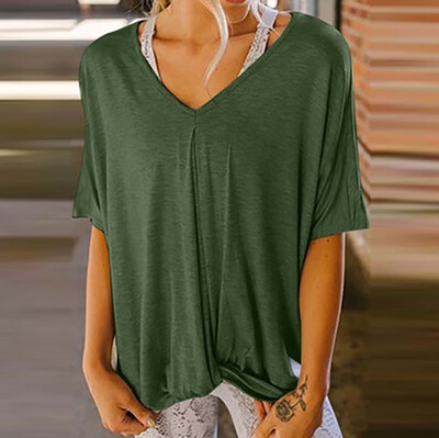 

Starmoon Women Girls Plus Size Solid Color Print Short Sleeved T-shirt Blouse Tops