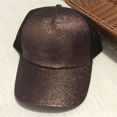 

Women Ponytail Baseball Cap Sequins Shiny Messy Bun Hat Sun Caps Summer