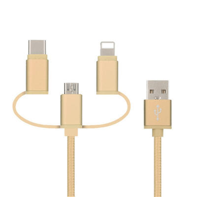 

Durable Nylon Braided USB To USB 31 Type-C Lightning Micro USB 3-in-1 Charging Data Cable For LETV Xiaomi Phones